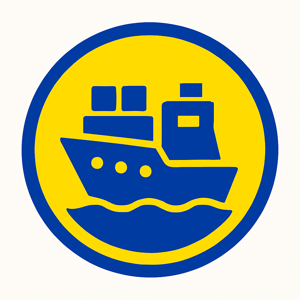 Team ZX1 commercial shipping industry icon showing a cargo ship, representing marine lubrication for freight vessels.