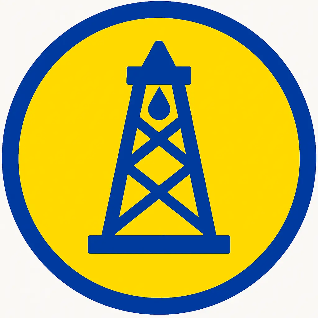 Team ZX1 oil drilling industry icon showing a derrick tower with oil drop, representing industrial lubrication solutions.